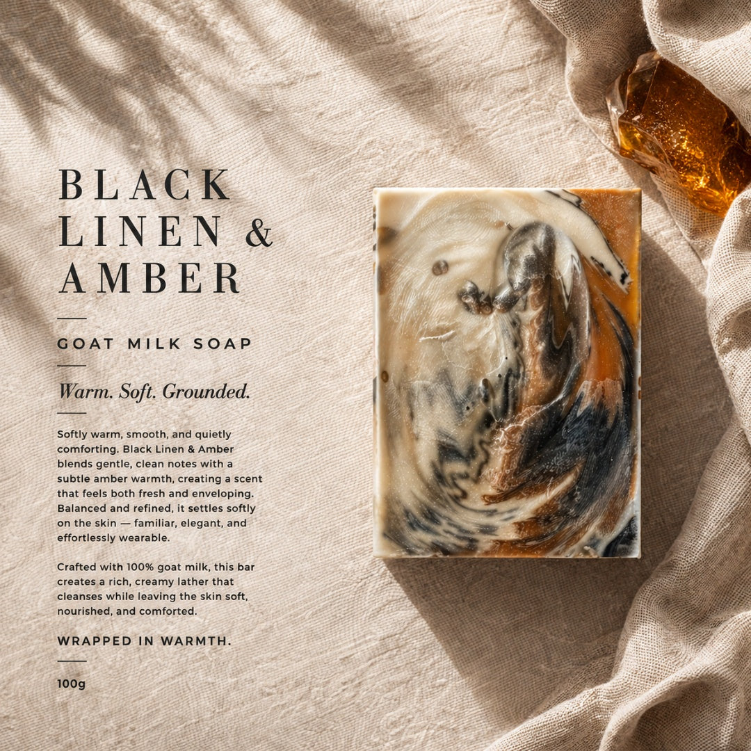 Black Linen and Amber 100g Goat Milk Soap