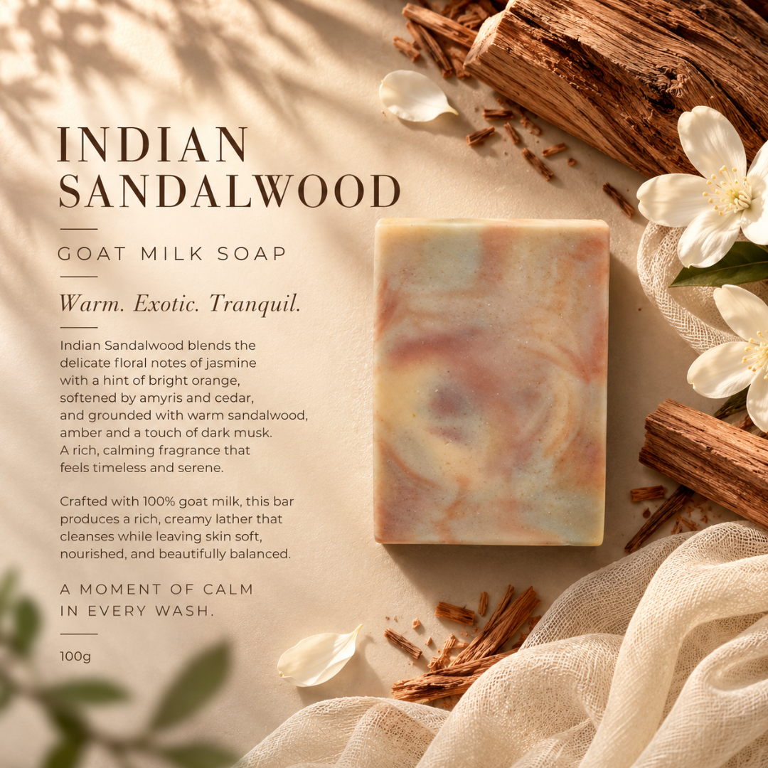 Indian Sandalwood – Scented Goat Milk Soap (100g)