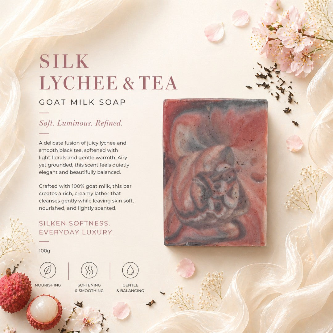 Silk Lychee & Tea 100g Goat Milk Soap